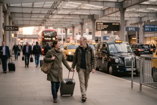 Documentary photograph illustrating How to find an affordable airport transfer from He