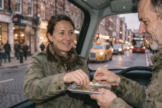 Documentary photograph illustrating Tipping London taxi drivers — what's customary, wh